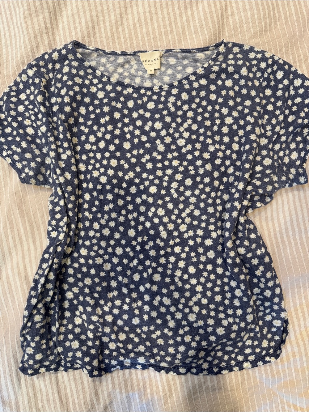Sézane Indigo Floral Tshirt